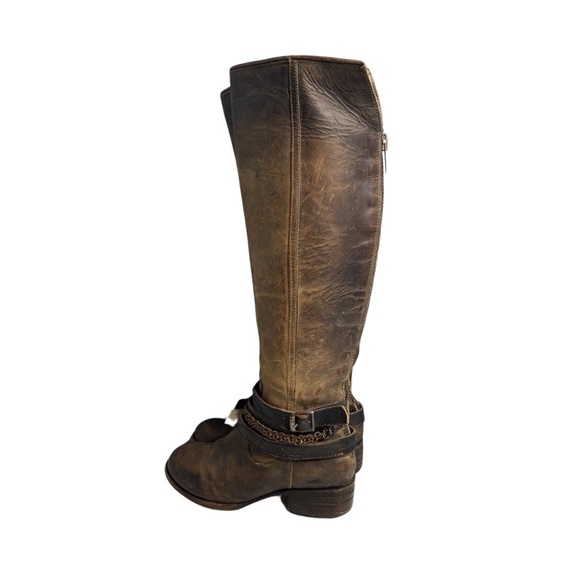 Freebird By Steven Aspen Long Brown Buckle/chains Leather Boho women boots Sz 7 - Picture 4 of 16